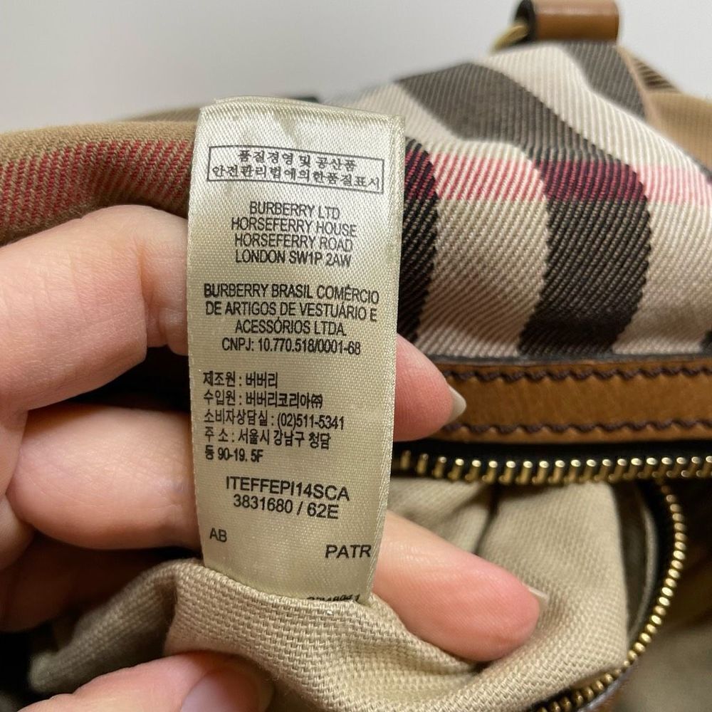 Burberry Nova Check Baby Bag Oversized Travel Duffle Purse Canvas Leather - Picture 10 of 16